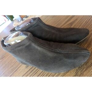 Vintage 1940's-50's Brown Suede Sherpa Shearling Flat Booties Van Raalte 7-7.5